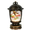 Arys Imports Antique Brushed Starry Lantern With Light Up Snowman Scene Spinning Glitter Waterglobe