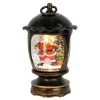 Arys Imports Antique Brushed Starry Lantern With Light Up Santa Scene Spinning Glitter Waterglobe