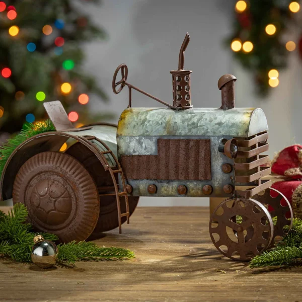 Gerson International Antique Galvanized 14.2-In Metal Tractor