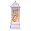 Arys Imports Antique White Tall Lantern With Led Light Up Snowman Scene Spinning Glitter Waterglobe