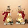 Gerson International Battery-Operated Lighted Resin Snowman Figurines (Set Of 2)
