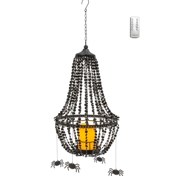 Gerson International Black Crystal Chandelier With 6 Spiders, Led Candle Remote
