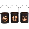 Gerson International Black Metal Spooky Halloween Lanterns With Flameless Candles