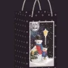 Arys Imports Blue Snowing Square Handbag With Snowman