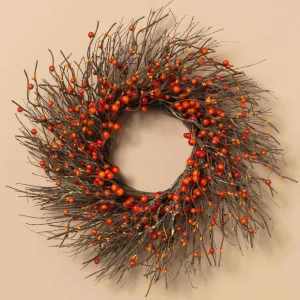 Gerson International Dried Twig And Fall Berries Wreath