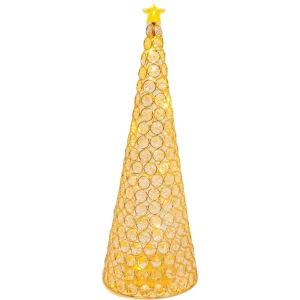 Gerson International Elegant Glam Holiday Gold Lighted Jewel Cone Christmas Tree
