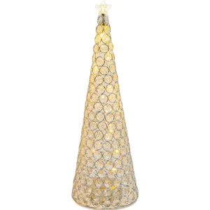 Gerson International Elegant Glam Holiday Silver Lighted Jewel Cone Christmas Tree