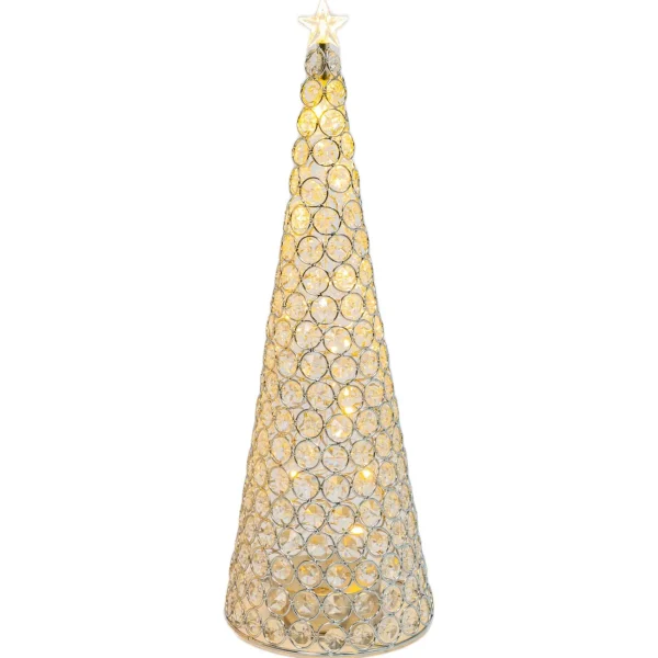 Gerson International Elegant Glam Holiday Silver Lighted Jewel Cone Christmas Tree