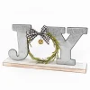 Gerson International Farmhouse Joy Wood And Metal Tabletop Christmas Decor Sign