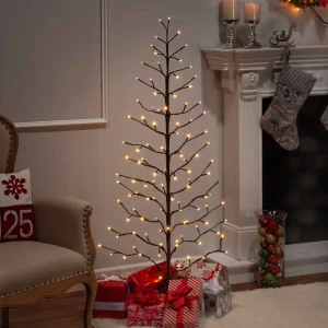 Gerson International 5 Foot Tall Brown Pre Lit Tree, 112 Warm White Leds