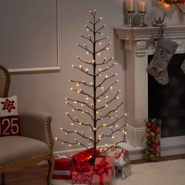 Gerson International 5 Foot Tall Brown Pre Lit Tree, 112 Warm White Leds