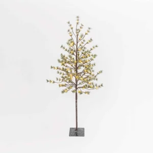 Gerson International 5-Foot Tall Electric Icy Pine Tree With 96 Warm White Led Lights