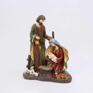 Gerson International 3 Foot Tall Lighted Christmas Manger Nativity Scene With Timer
