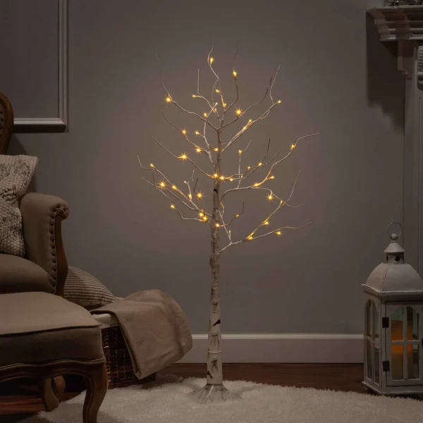 Gerson International 4 Foot Tall Prelit Birch Tree, Warm White Leds