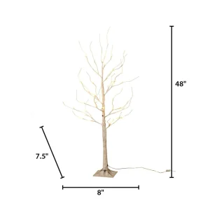 Gerson International 4 Foot Tall Prelit Birch Tree, Warm White Leds