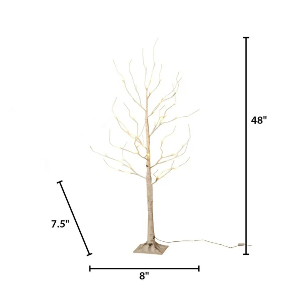 Gerson International 4 Foot Tall Prelit Birch Tree, Warm White Leds