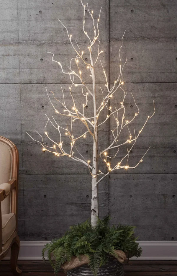 Gerson International 6 Foot Tall Prelit Birch Tree, Warm White Leds