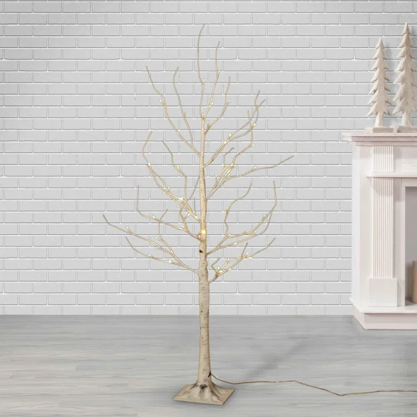 Gerson International 4 Foot Tall Prelit Birch Tree, Warm White Leds