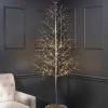 Gerson International 7 Foot Tall Silver Glowing Lighted Tree, Micro Leds