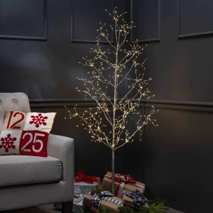 Gerson International 5 Foot Tall Silver Glowing Lighted Tree, Micro Leds