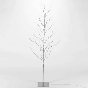 Gerson International 5 Foot Tall Silver Glowing Lighted Tree, Micro Leds