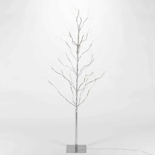 Gerson International 5 Foot Tall Silver Glowing Lighted Tree, Micro Leds