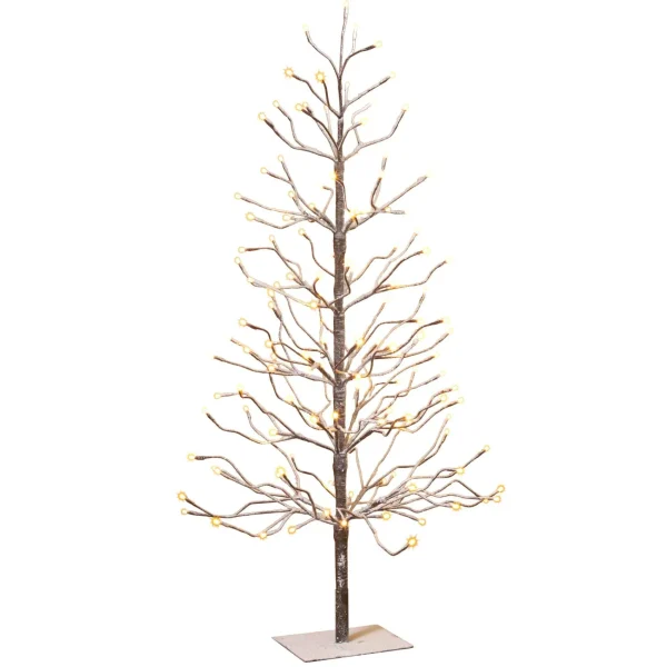 Gerson International 4 Foot Tall Snowy Brown Pre Lit Tree, 128 Warm White Leds