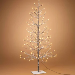 Gerson International 4 Foot Tall Snowy Brown Pre Lit Tree, 128 Warm White Leds