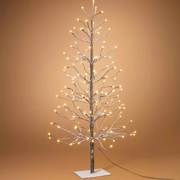 Gerson International 4 Foot Tall Snowy Brown Pre Lit Tree, 128 Warm White Leds