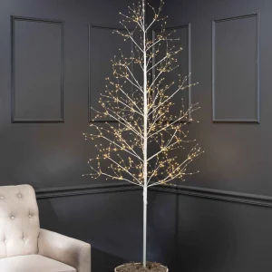 Gerson International 7 Foot Tall White Glowing Lighted Tree, Micro Leds