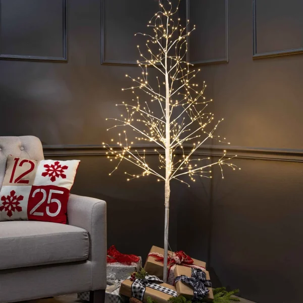 Gerson International 5 Foot Tall White Glowing Lighted Tree, Micro Leds