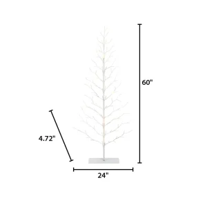Gerson International 5 Foot Tall White Pre Lit Tree, 112 Warm White Leds
