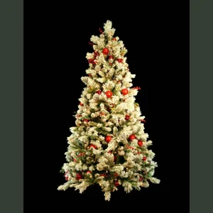 Puleo International 7Ft Prelit Fairfield Flocked With Pinecones Ball Ornaments &Red Berries #114-Fgf-70Cy6