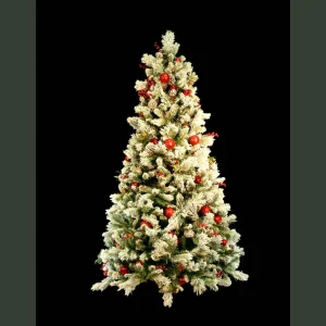 Puleo International 7Ft Prelit Fairfield Flocked With Pinecones Ball Ornaments &Red Berries #114-Fgf-70Cy6