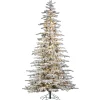 Gerson International 9Ft Pre-Lit Flocked Mountain Pine Christmas Tree With Dual Color 8-Function Changing Micro Led Lights