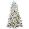Gerson International 7.5Ft Pre-Lit Flocked Northern Pine Christmas Tree With Clear/Warm White Led Lights