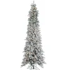 Gerson International 9Ft Pre-Lit Narrow Flocked Pencil Pine Christmas Tree With Clear Lights