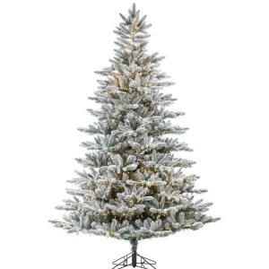 Gerson International 7.5Ft Pre-Lit Narrow Natural Cut Redwood Pine Christmas Tree With Warm White Micro Led Lights