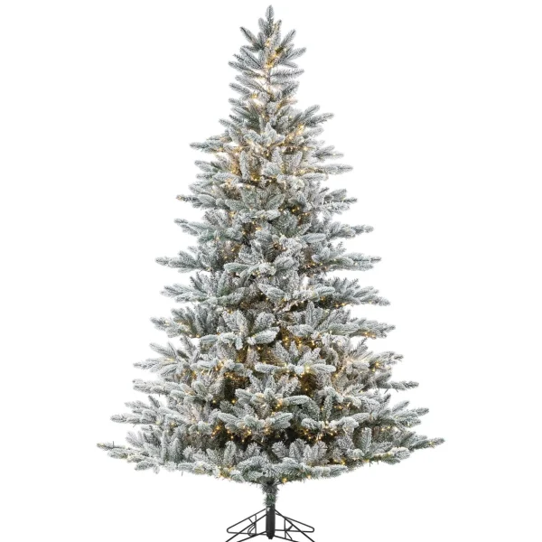 Gerson International 7.5Ft Pre-Lit Narrow Natural Cut Redwood Pine Christmas Tree With Warm White Micro Led Lights