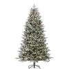 Gerson International 7.5Ft Pre-Lit Natural Cut Flocked Swiss Mountain Fir Christmas Tree With Clear Lights