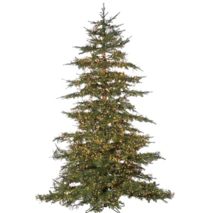 Gerson International 7.5Ft Pre-Lit Natural Cut Monaco Pine Christmas Tree With Warm White Micro Led Lights