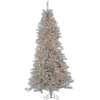 Gerson International 7.5Ft Pre-Lit Silver Curly Tinsel Christmas Tree With Clear Lights