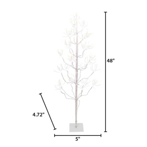 Gerson International 4 Ft Tall Birch Tree With 336 Leds, Multifunction Adapter