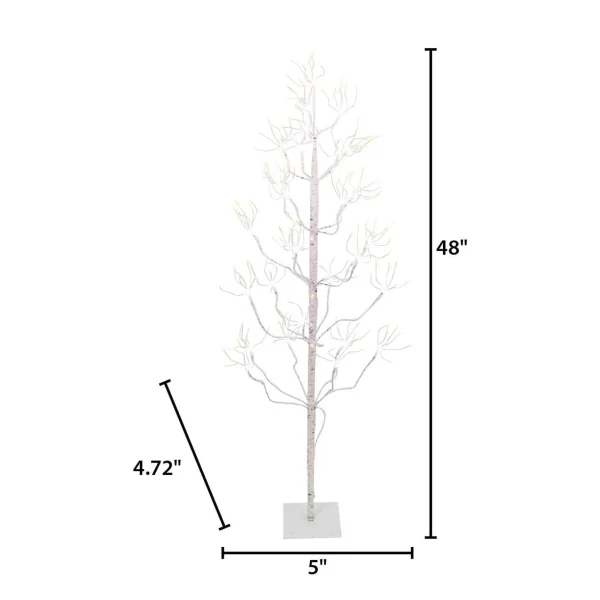 Gerson International 4 Ft Tall Birch Tree With 336 Leds, Multifunction Adapter