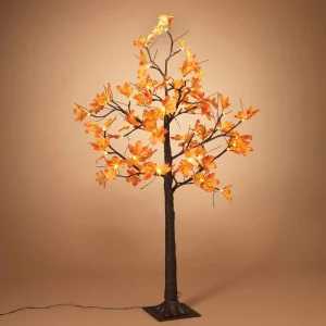 Gerson International 4Ft. Tall Electric Lighted Maple Leaf Tree With 48 Warm White Micro Led Lights