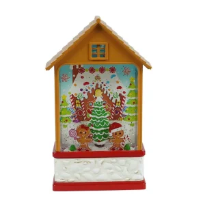 Arys Imports Gingerbread House With Led Warm White Light Up Gingerbread Candy Christmas Scene Spinning Glitter Waterglobe