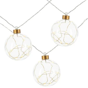 Gerson International Glass Christmas Ornament Garland With Gold String Lights