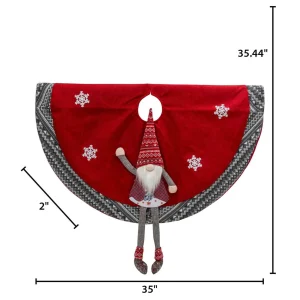 Gerson International Gnome And Snowflake Christmas Tree Skirt, Battery Operated
