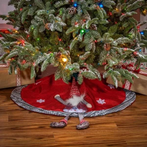 Gerson International Gnome And Snowflake Christmas Tree Skirt, Battery Operated