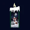 Arys Imports Green Snowing Flat Candle With Snowman